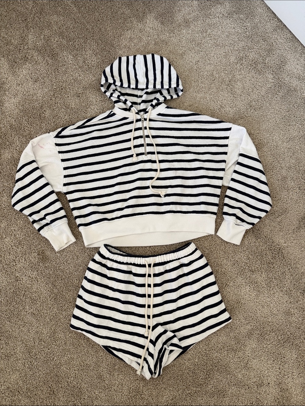 aerie Navy & White Striped Sweat Set - Size Medium